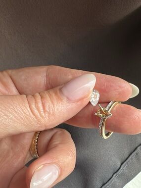 Pear lab diamond & 14k gold hidden halo setting